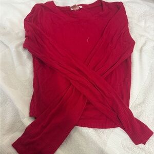 Bozzolo Red Ribbed Long Sleeve Top